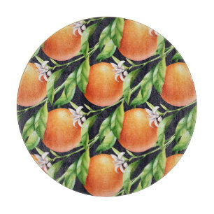 Aquarellfarben-Orangen: Zitrusfarbenes Muster Schneidebrett
