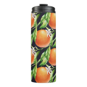Aquarellfarben-Orangen: Zitrusfarbenes Muster Thermosbecher