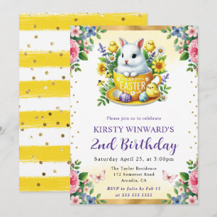 Aquarellfarben Osterkaninchen Frühlingsblumen Gebu Einladung