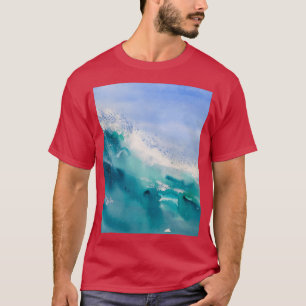 Aquarellfarben Ozeanwellen zeichnen Graphic T-Shirt