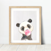 Aquarellfarben Panda Bubble Kinderzimmer Kunstdruc