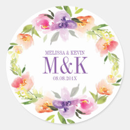 Aquarellfarben Pastell Blume Wreath Runder Aufkleber