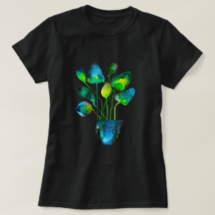 Aquarellfarben Pflanze grün und blau abstrakt T-Shirt