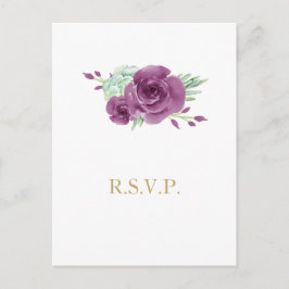 Aquarellfarben-Pflaume-Rose Hochzeit Rsvp Einladungspostkarte