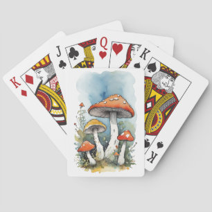 Aquarellfarben-Pilze Spielkarten