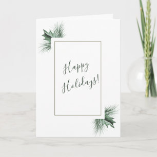 Aquarellfarben PIne & Winter Green Holly  Feiertagskarte