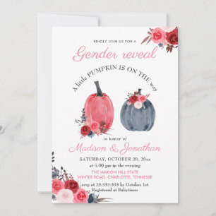 Aquarellfarben Pink Blue Pumpkins Rose Gender Reve Einladung