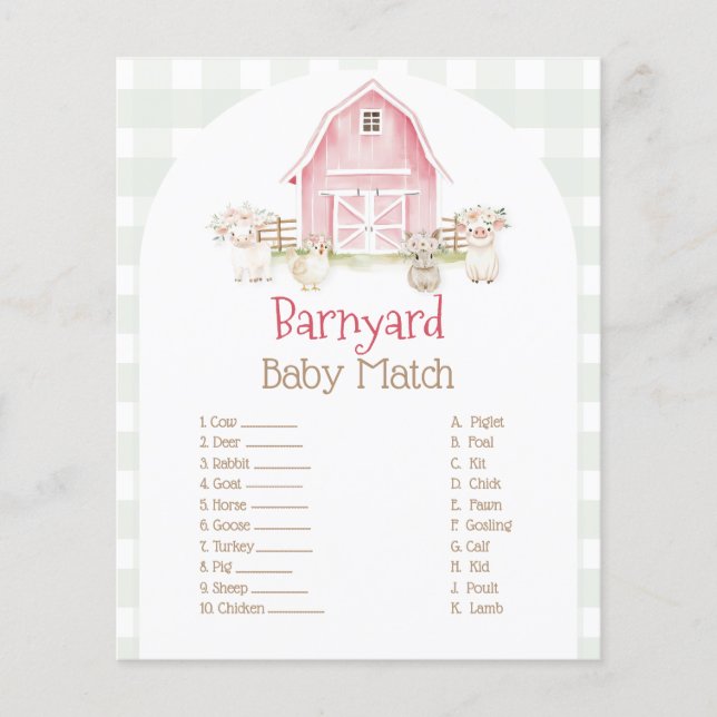 Aquarellfarben Pink Farm Animals Baby Showspiel Flyer (Vorne)