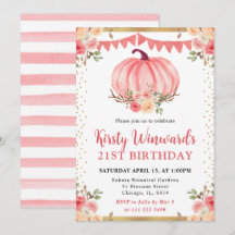 Aquarellfarben Pink Floral Pumpkins Herbst 21. Geb
