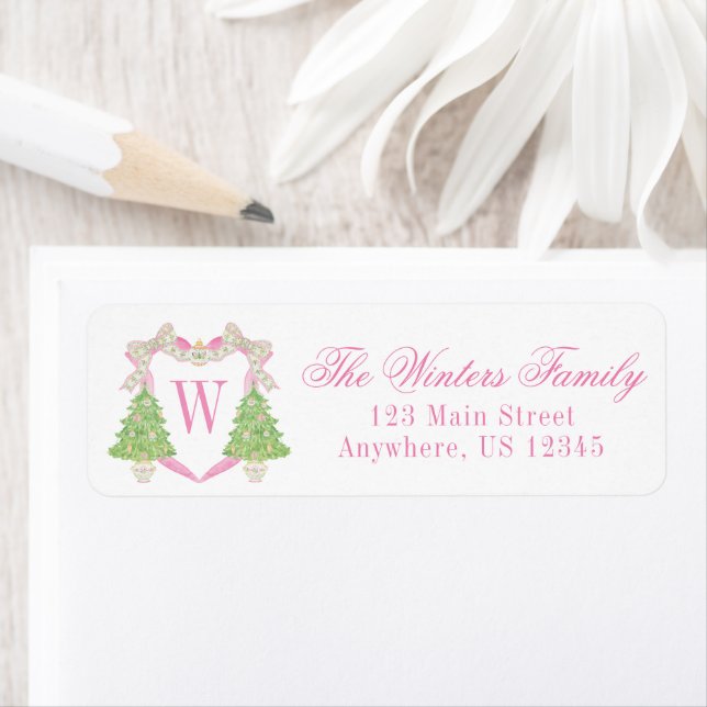 Aquarellfarben Pink & Green Christmas Monogram Wap (Insitu)