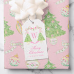 Aquarellfarben Pink & Green Christmas Monogram Wap Geschenkanhänger<br><div class="desc">PreppyPrint.com - Feiern Sie Weihnachten im Stil! Fügen Sie Ihre personalisierte Touch hinzu. Übertragen Sie dieses Design auch auf die Produkte Ihrer Wahl! Bitte besuchen Sie meinen Designer-Shop,  PreppyPrint.com,  um die Dinge zu koordinieren.</div>