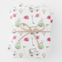 Aquarellfarben Pink & Green Golf Cart