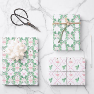 Aquarellfarben Pink & Green Weihnachtsballerinas Geschenkpapier Set