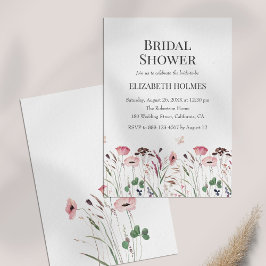 Aquarellfarben Pink Poppy Meadow Brautparty Einladung