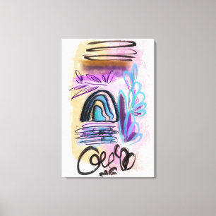 Aquarellfarben Pinselstriche Tinte Abstrakt Leinwanddruck