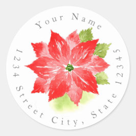 Aquarellfarben-Poinsettia-Labels Runder Aufkleber