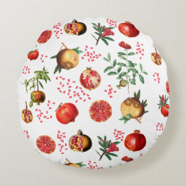 Aquarellfarben Pomegranat Mittelmeer-Muster Rundes Kissen