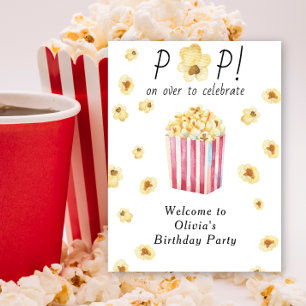 Aquarellfarben Popcorn Kindergeburtstag Party Poster