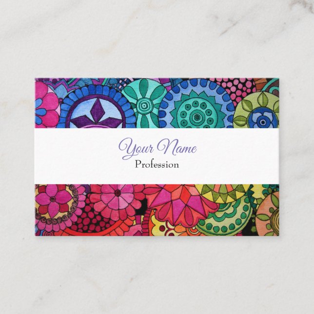 Aquarellfarben Rainbow Colors Mandala Visitenkarte (Vorderseite)