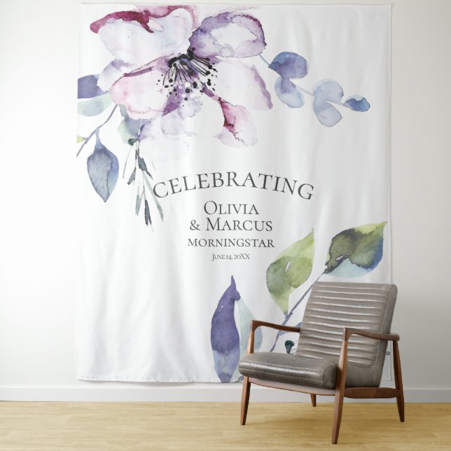 Aquarellfarben Rosa Apfelblütenblüte Wandteppich (Beispiel)
