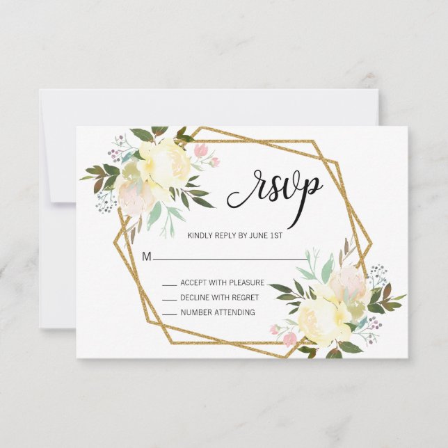 Aquarellfarben Rosa Beige Blumenzange RSVP (Vorderseite)