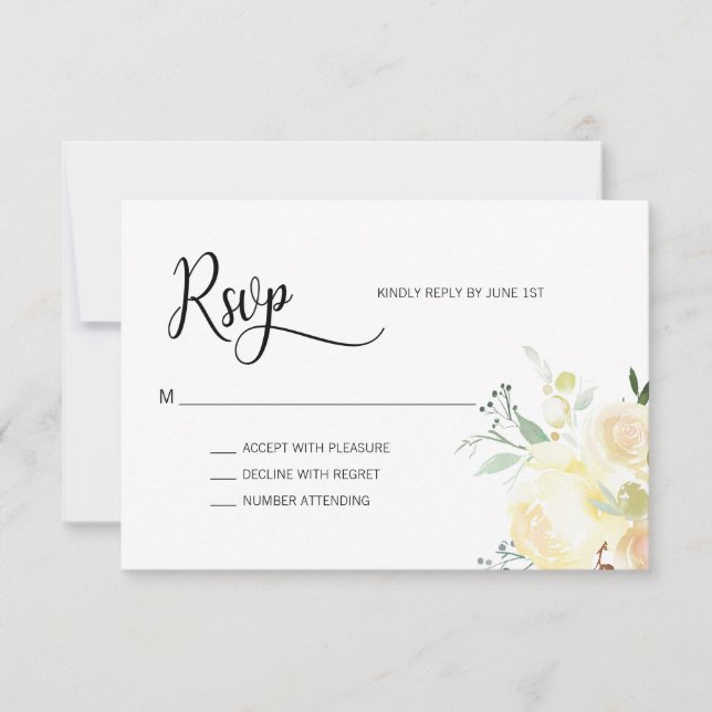Aquarellfarben Rosa Beige Blumenzange RSVP Karte (Vorderseite)