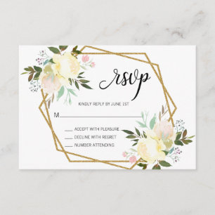 Aquarellfarben Rosa Beige Blumenzange RSVP Karte