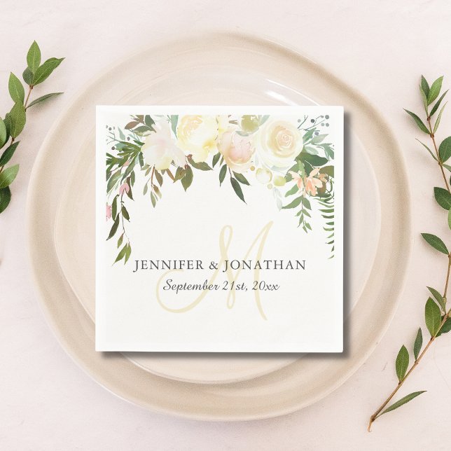 Aquarellfarben Rosa Beige Elfenbeinwüstenhochzeit Serviette (Von Creator hochgeladen)