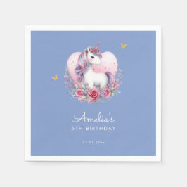Aquarellfarben Rosa Bläsernicorn Moderne Geburt Serviette
