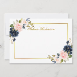 Aquarellfarben Rosa blaue Blüte - Wählen Sie Größe Mitteilungskarte