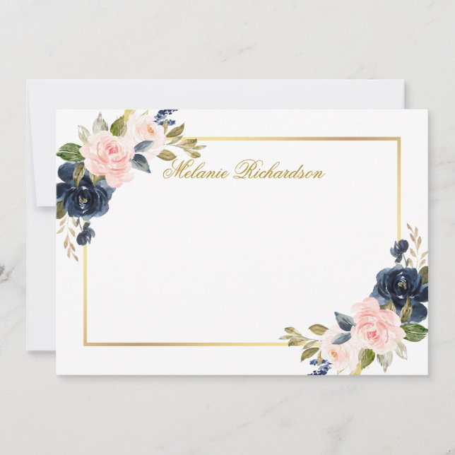 Aquarellfarben Rosa blaue Blüte - Wählen Sie Größe Mitteilungskarte (Vorderseite)