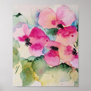 Aquarellfarben Rosa Blume Bouquet Poster