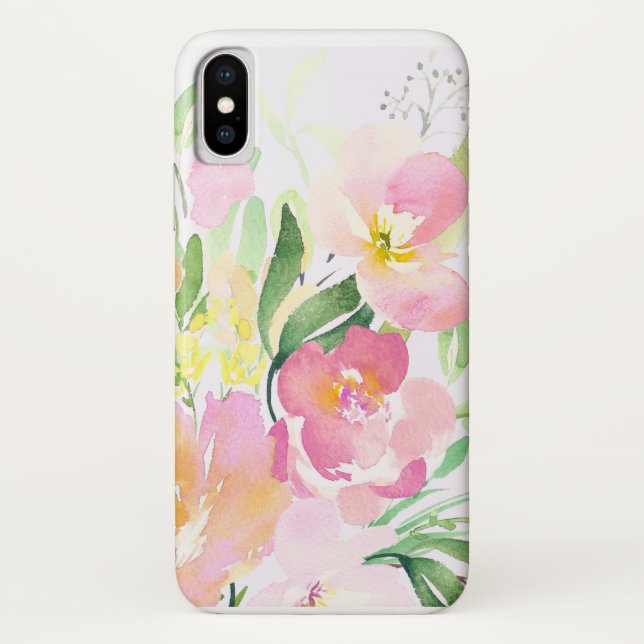 Aquarellfarben Rosa Blume Personalisiert Case-Mate iPhone Hülle (Rückseite)