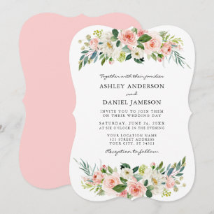 Aquarellfarben Rosa Blush Bloral Elegantes Ambient Einladung