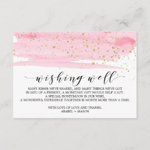 Aquarellfarben Rosa Blush & Gold Hochzeit wünschen Begleitkarte