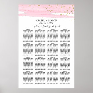 Aquarellfarben Rosa Blush & Gold Hochzeitskarte Poster