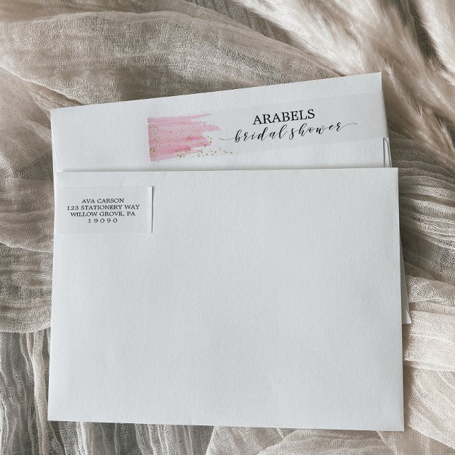 Aquarellfarben Rosa Blush & Gold Sparkone Brautpar (Von Creator hochgeladen)