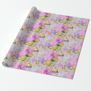 Aquarellfarben Rosa Blütenpinkerbäume Weiße Blüten Geschenkpapier