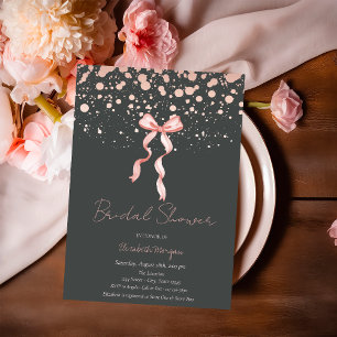 Aquarellfarben Rosa Bow Dots Rose Gold Brautparty Einladung