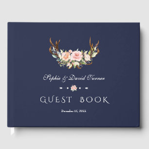 Aquarellfarben Rosa Creme Blumenkleber Hochzeit Gästebuch