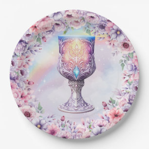 Aquarellfarben Rosa Einhorn und Fairy Magic Glass Pappteller