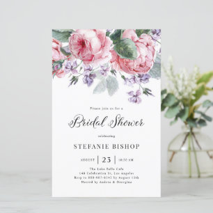 Aquarellfarben Rosa Garten Rose Brautparty Einladu