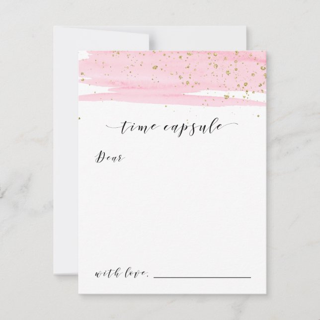 Aquarellfarben Rosa & Gold Sparkle Time Kapselkart (Vorderseite)