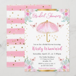 Aquarellfarben Rosa Goldener Frühling Umbrett Brau Einladung