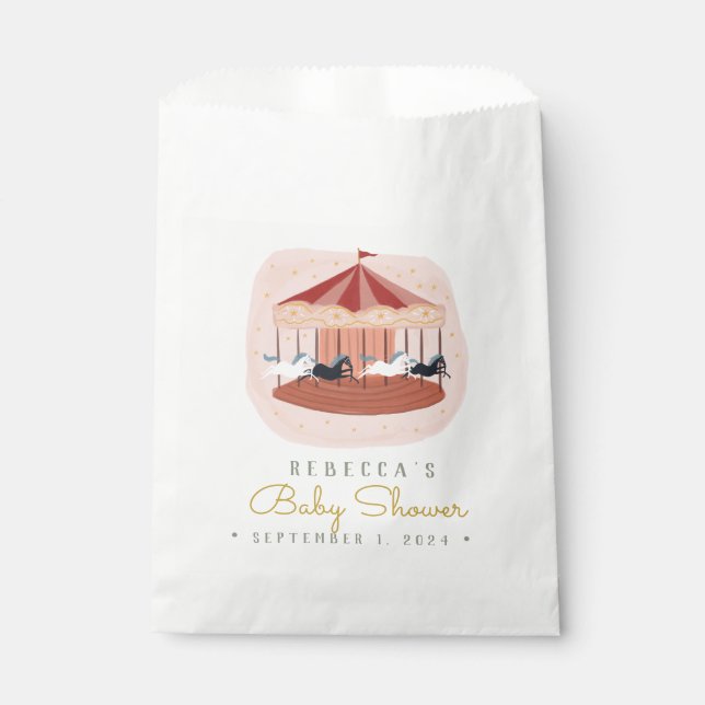 Aquarellfarben Rosa Karussell Geschenktütchen (Vorderseite)