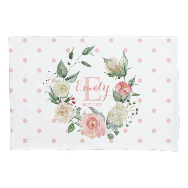 Aquarellfarben Rosa Monogram Baby Girl Kissenbezug (Vorderseite)