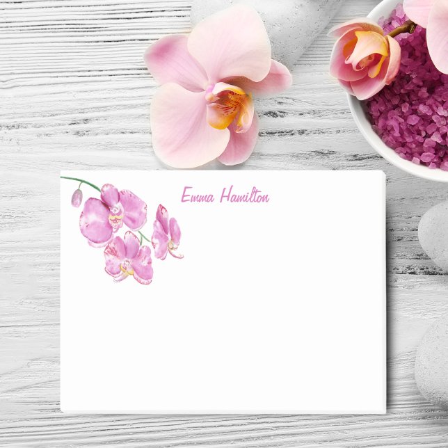 Aquarellfarben Rosa Orchideen personalisieren Post-it Klebezettel (Add elegance to reminders with Watercolor Pink Orchids Personalized Post-it Notes.)