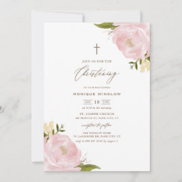 Aquarellfarben Rosa Peonies Christening Einladung