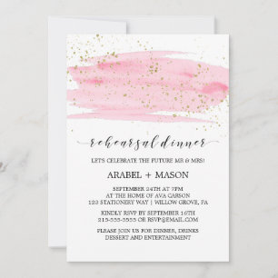 Aquarellfarben Rosa Rosa Rosa und Goldene Probe Ab Einladung