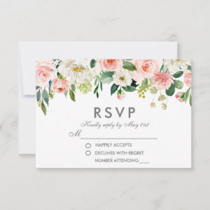 Aquarellfarben Rosa Silberne UAWG Wedding P RSVP Karte